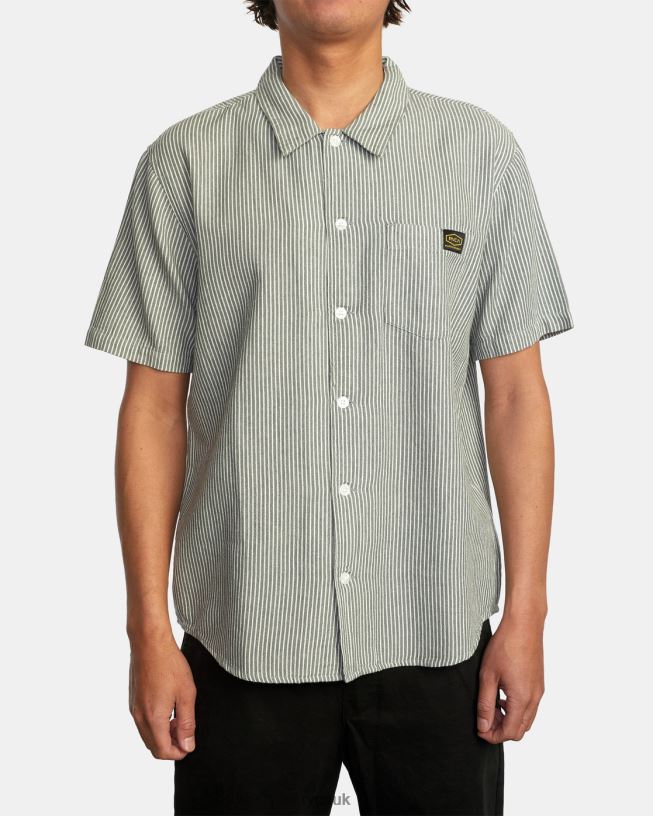 balsam green Dayshift Stripe II Short Sleeve Shirt Men L888X1055 RVCA Clothing