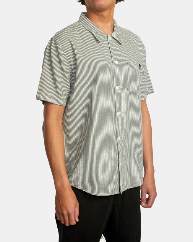 balsam green Dayshift Stripe II Short Sleeve Shirt Men L888X1055 RVCA Clothing