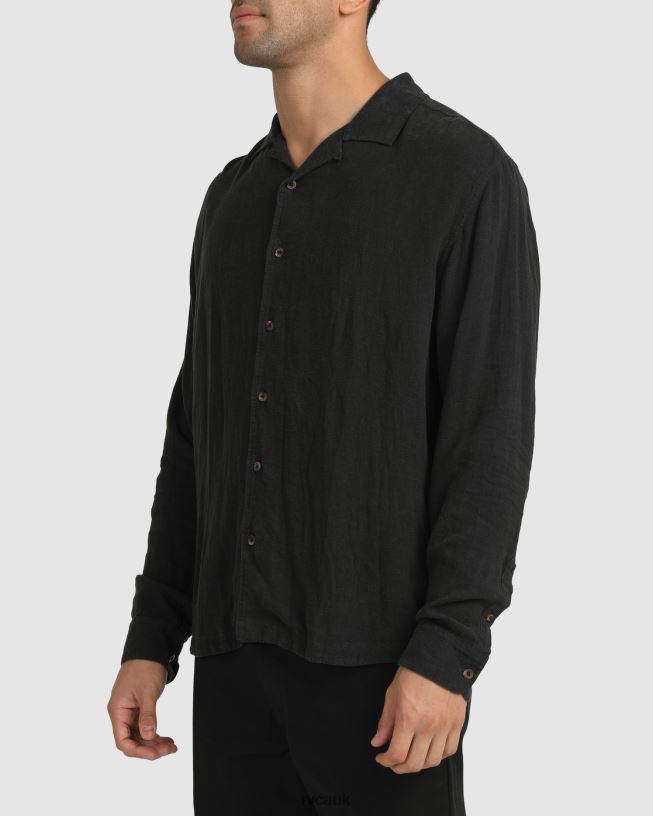 black Beat Long Sleeve Button-Down Shirt Men L888X1064 RVCA Clothing