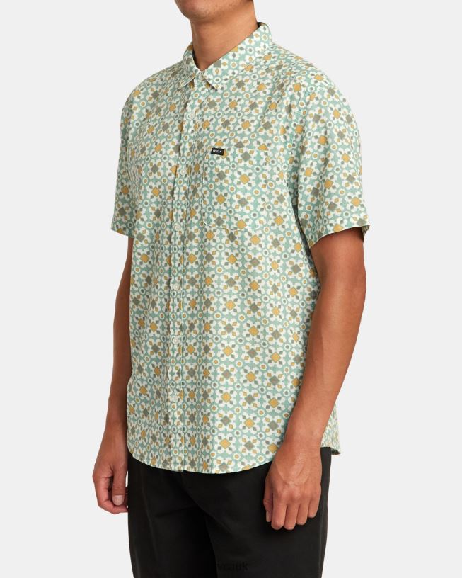 green haze Vacationist Short Sleeve Shirt Men L888X8 RVCA Clothing