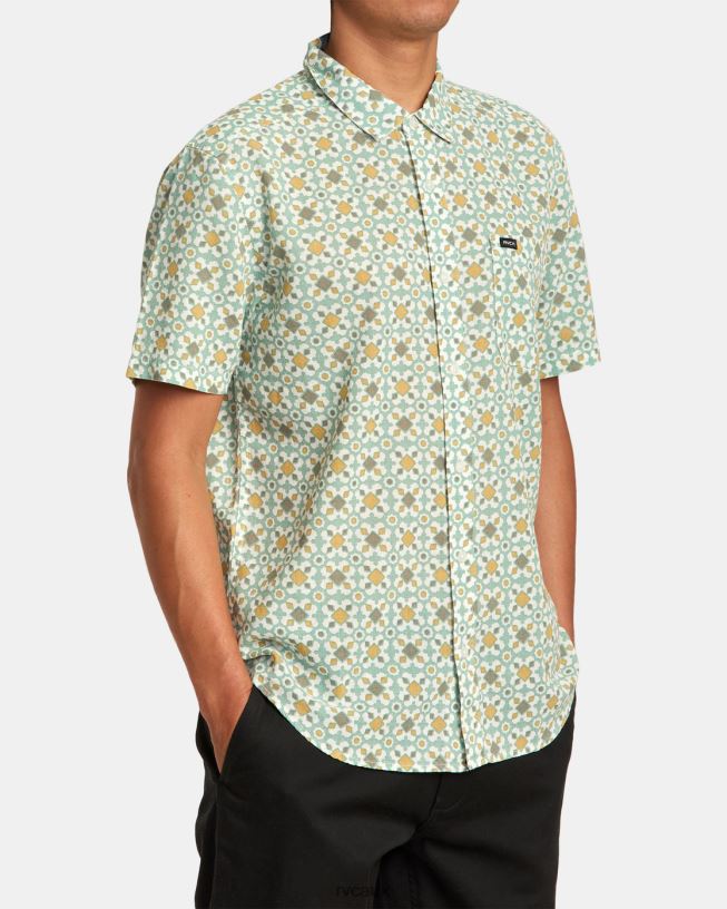 green haze Vacationist Short Sleeve Shirt Men L888X8 RVCA Clothing