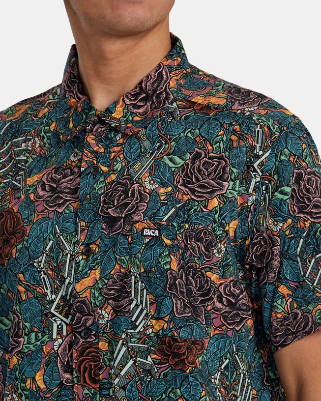 multi Martin Ander Short Sleeve Shirt Men L888X287 RVCA Clothing