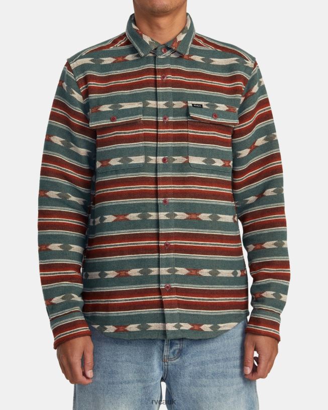 teal Blanket Long Sleeve Shirt Men L888X524 RVCA Clothing