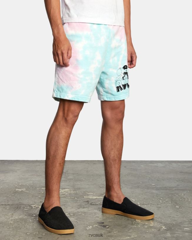 white tie dye x Jesse Lortz Elastic Shorts Men L888X1066 RVCA Clothing