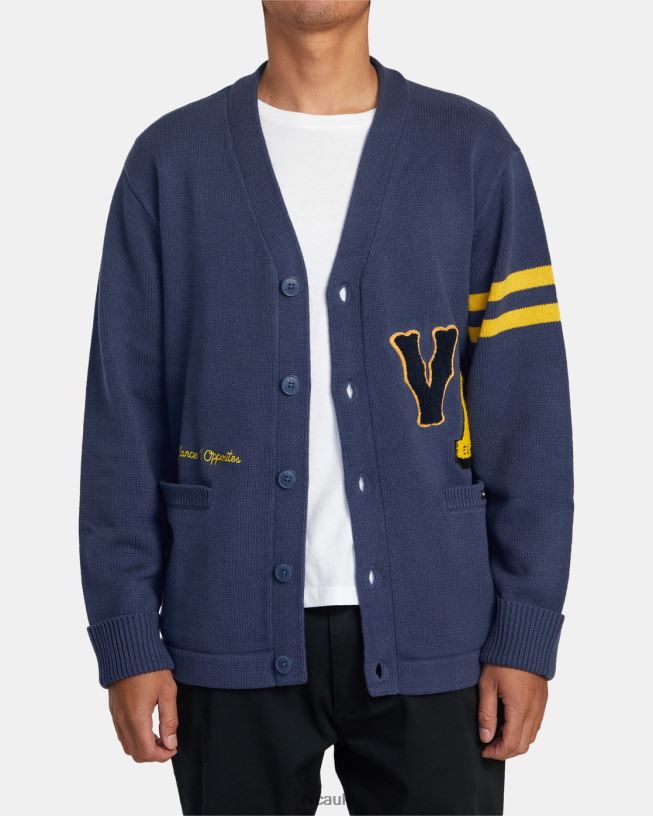 moody blue Letterman Sweater Men L888X531 RVCA Clothing
