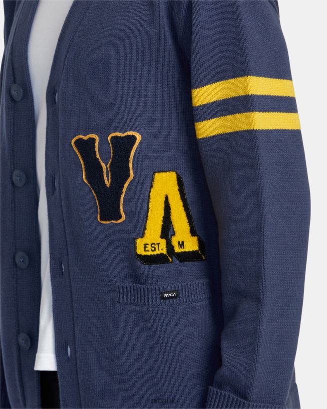 moody blue Letterman Sweater Men L888X531 RVCA Clothing