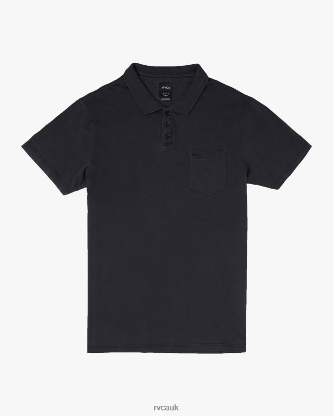 black PTC Pigment Polo Shirt Men L888X963 RVCA Clothing