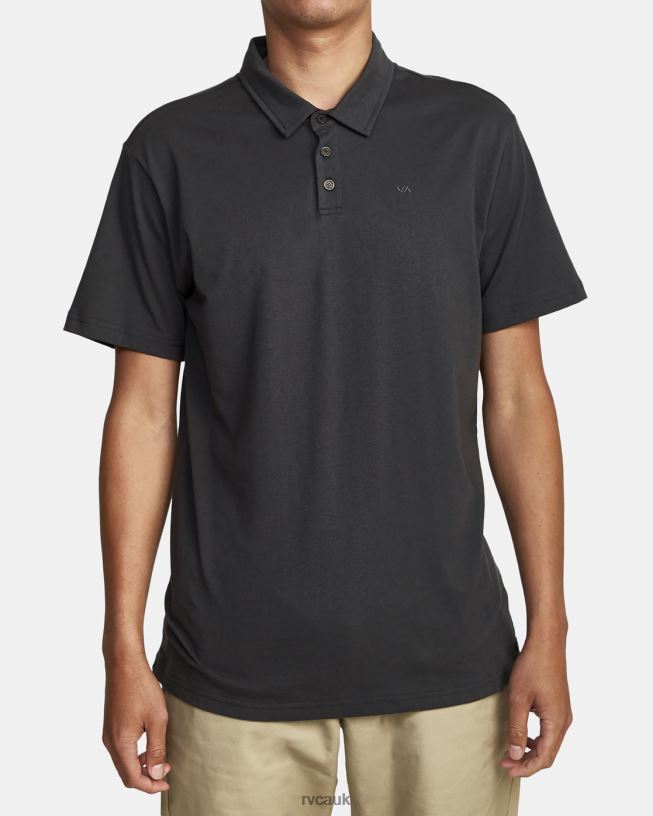 black PTC Pigment Polo Shirt Men L888X963 RVCA Clothing