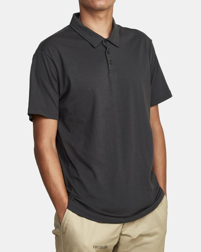 black PTC Pigment Polo Shirt Men L888X963 RVCA Clothing
