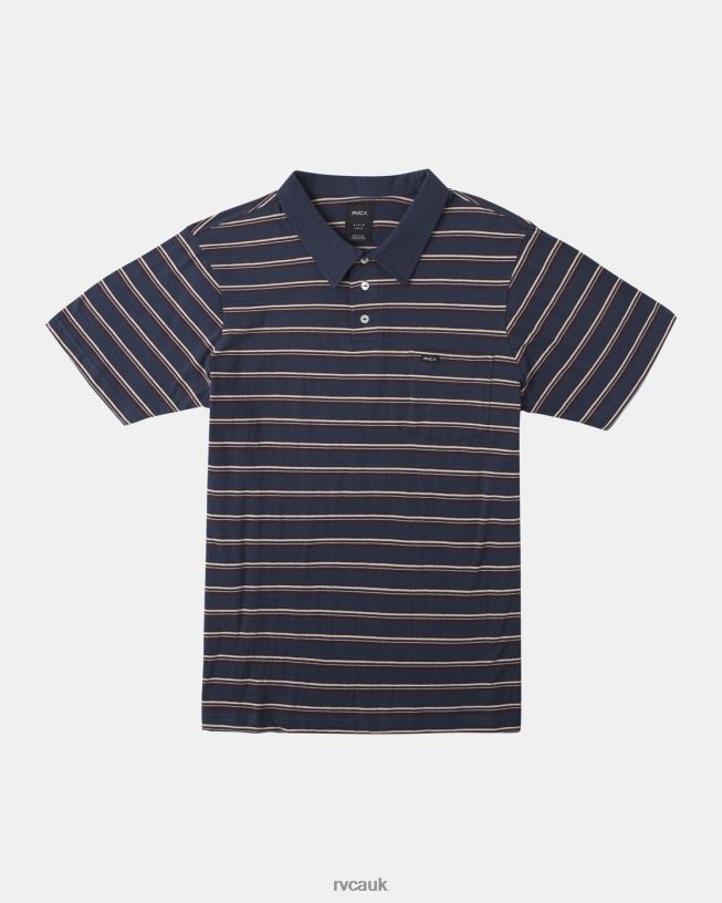 moody blue Cassady Stripe Polo Shirt Men L888X1002 RVCA Clothing
