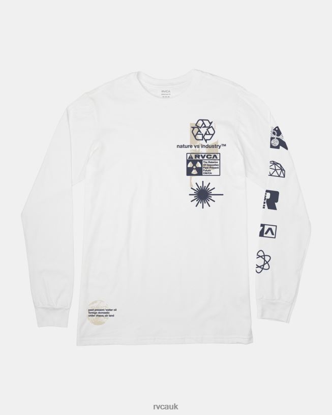 white Infografik Long Sleeve Tee Men L888X208 RVCA Clothing