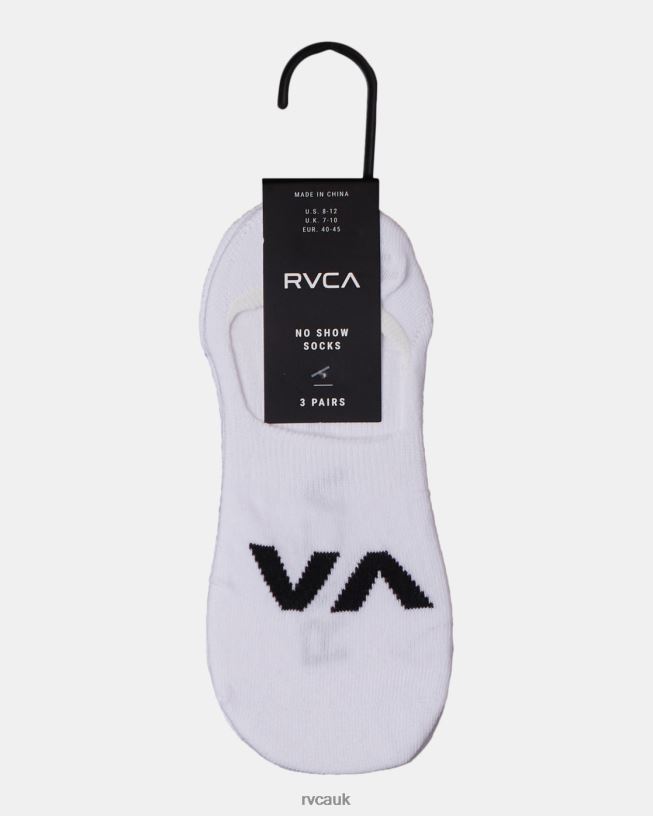 white 3 Pack Logo No-Show Socks Unisex L888X789 RVCA Accessories