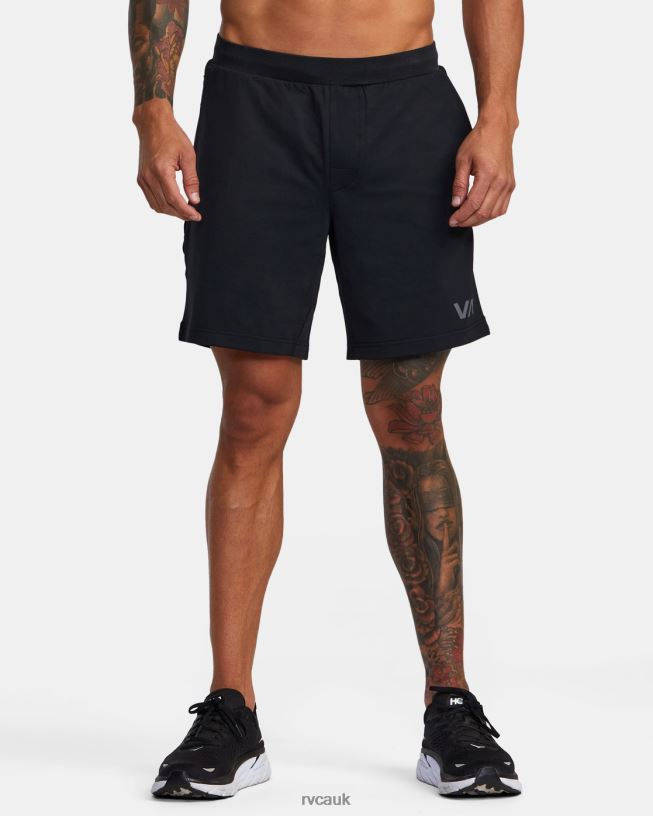 black VA Sport Trainer Elastic Waist Shorts Men L888X335 RVCA Clothing
