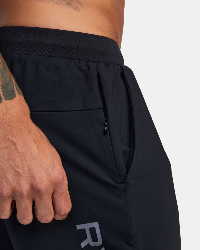 black VA Sport Trainer Elastic Waist Shorts Men L888X335 RVCA Clothing