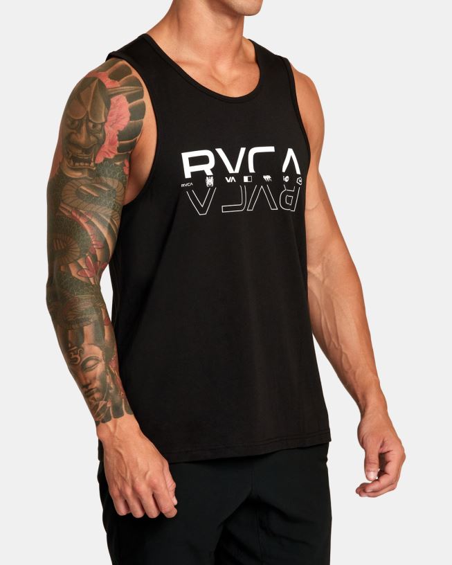 black Double Split Tank Men L888X282 RVCA Clothing