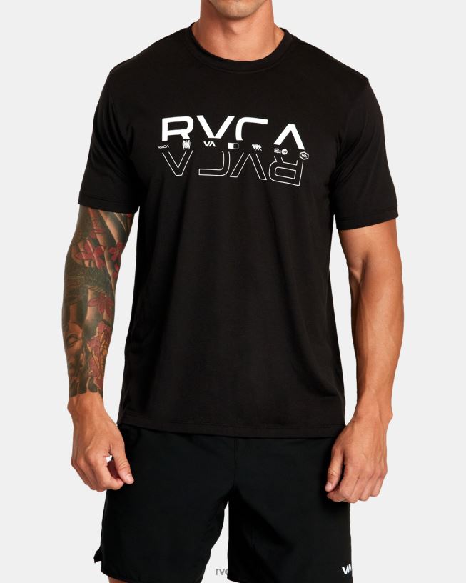 black Double Split Tee Men L888X289 RVCA Clothing
