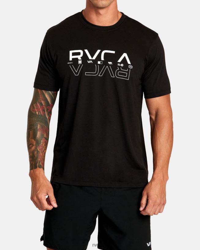 black Double Split Tee Men L888X289 RVCA Clothing