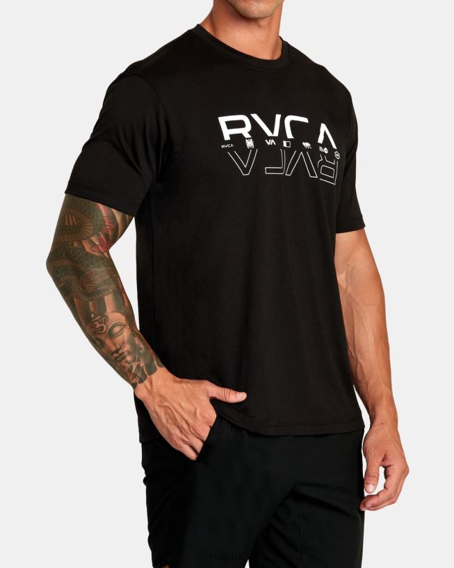 black Double Split Tee Men L888X289 RVCA Clothing