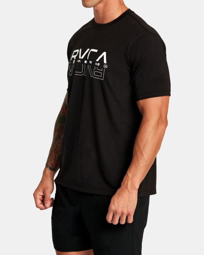 black Double Split Tee Men L888X289 RVCA Clothing