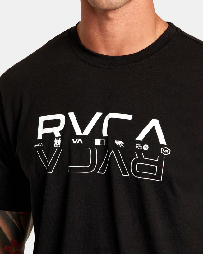 black Double Split Tee Men L888X289 RVCA Clothing