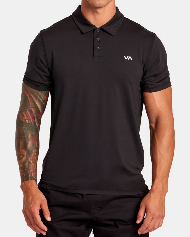 black VA Sport Vent Technical Polo Shirt Men L888X309 RVCA Clothing