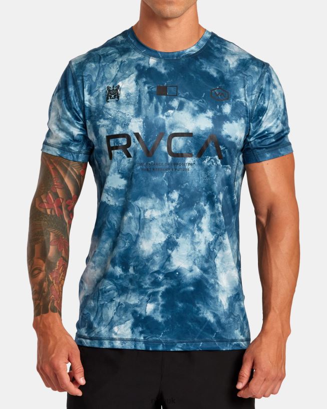 teal tie dye Vent VA Sport Badge Technical Training Tee Men L888X23 RVCA Clothing