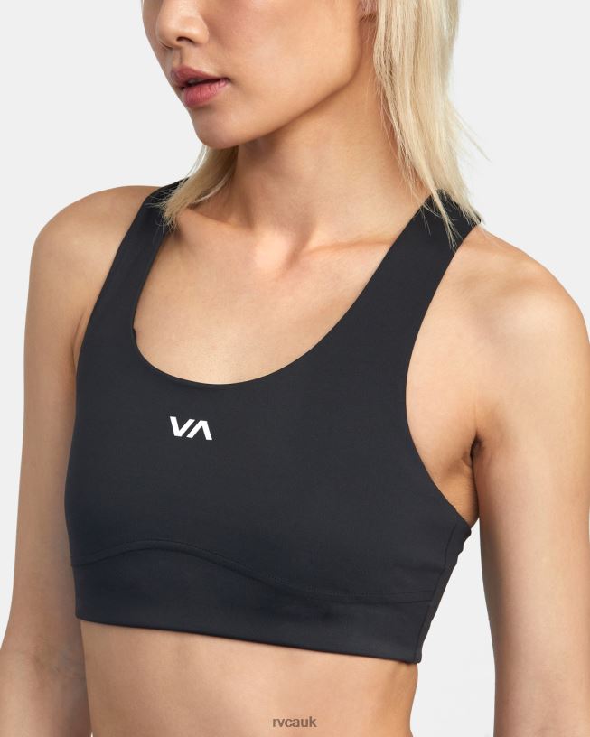 black VA Essential Mid Support Sports Bra Women L888X1280 RVCA Clothing