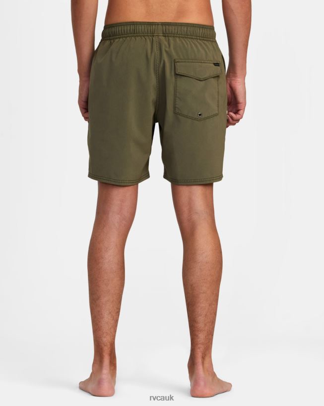 olive VA Pigment Elastic Waist Boardshorts 17 Unisex L888X965 RVCA Bottoms