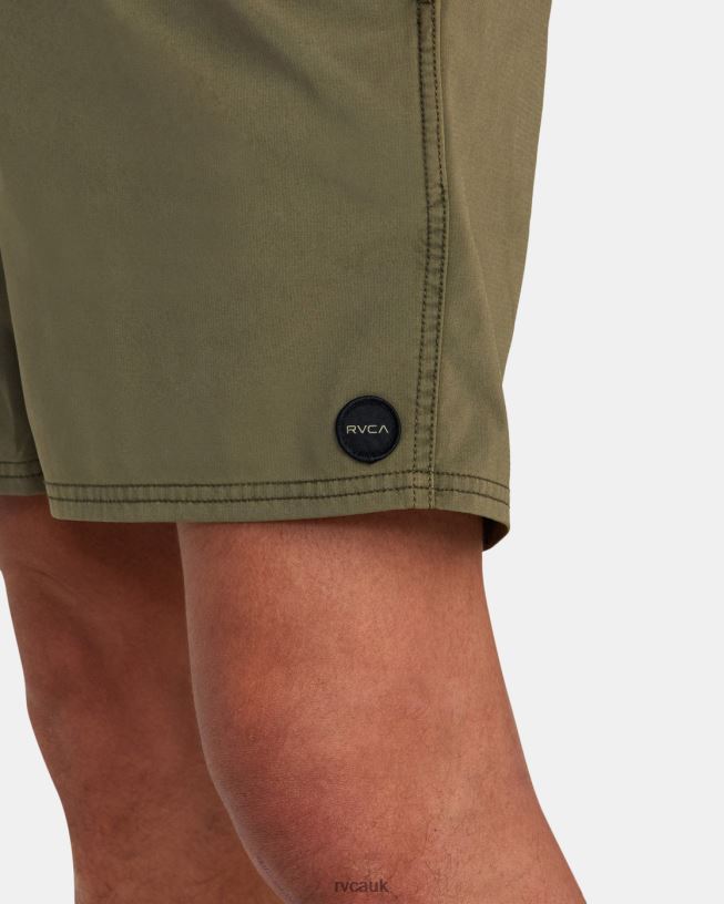 olive VA Pigment Elastic Waist Boardshorts 17 Unisex L888X965 RVCA Bottoms