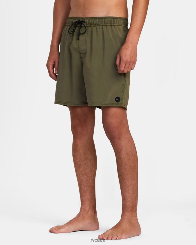 olive VA Pigment Elastic Waist Boardshorts 17 Unisex L888X965 RVCA Bottoms