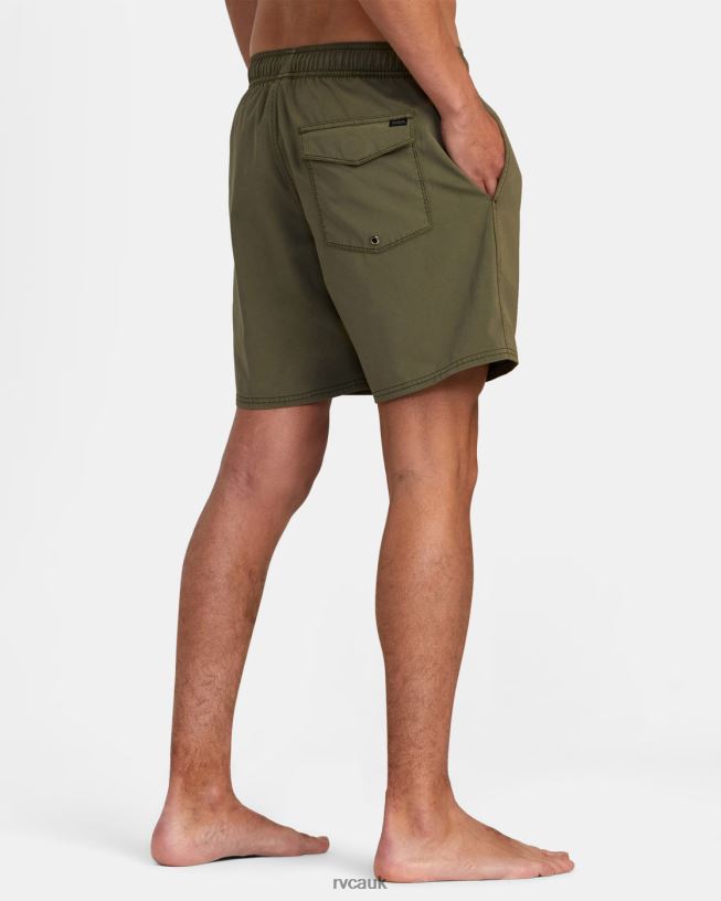 olive VA Pigment Elastic Waist Boardshorts 17 Unisex L888X965 RVCA Bottoms