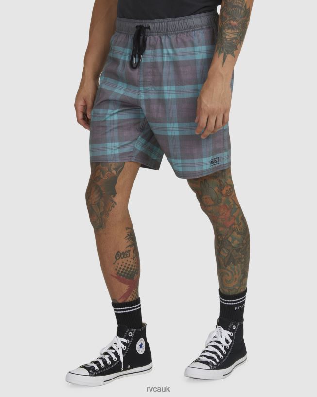 teal Opposites Print Elastic Waist Boardshorts Unisex L888X1052 RVCA Bottoms