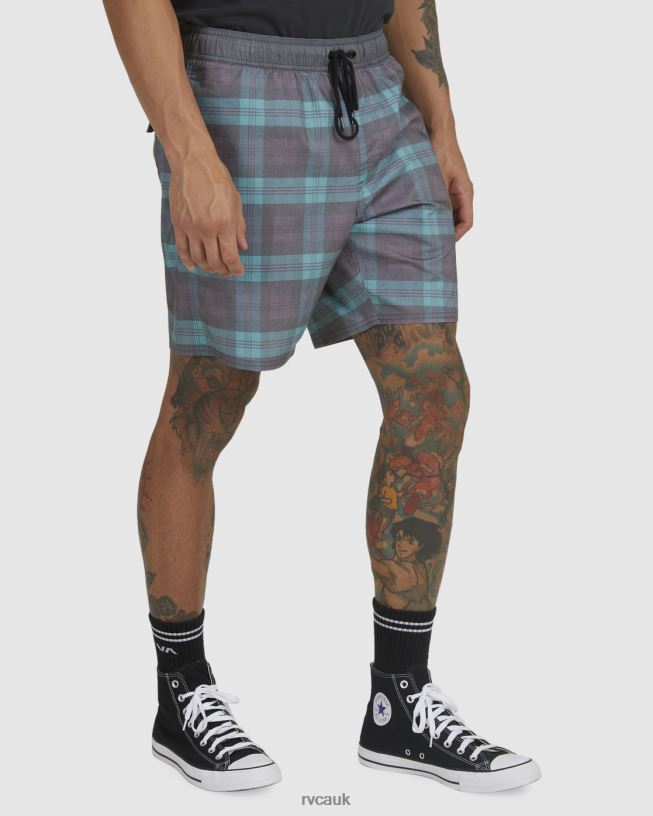 teal Opposites Print Elastic Waist Boardshorts Unisex L888X1052 RVCA Bottoms