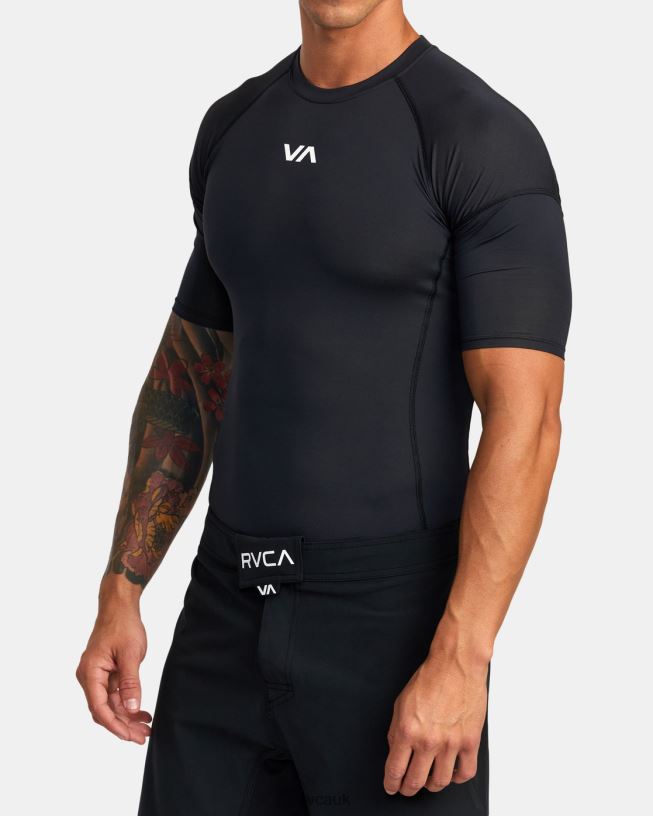 black VA Sport Short Sleeve Rashguard Unisex L888X909 RVCA Clothing