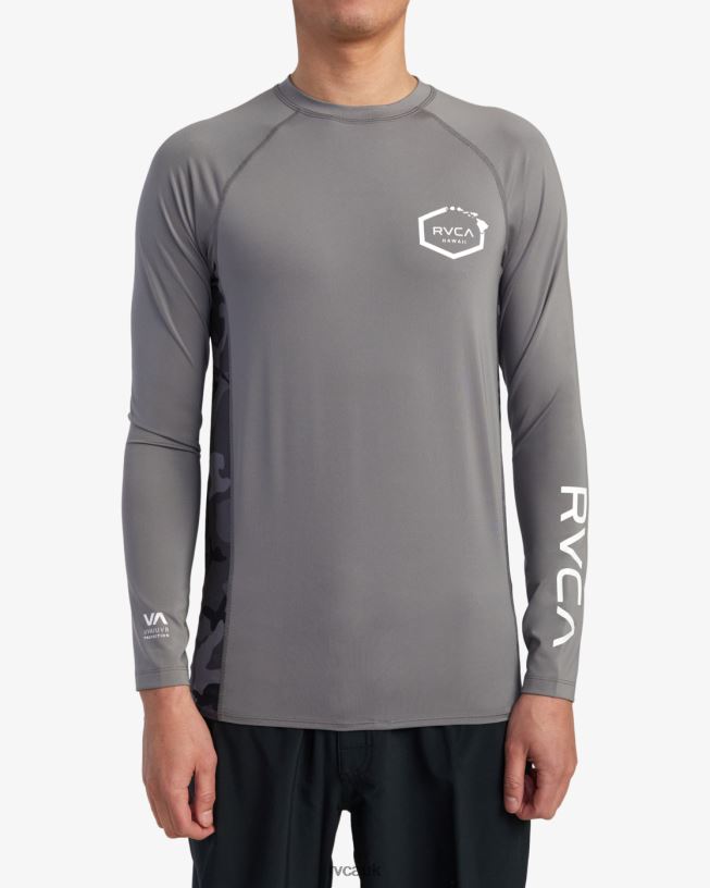 charcoal Island Hex Long Sleeve Rashguard Unisex L888X609 RVCA Clothing