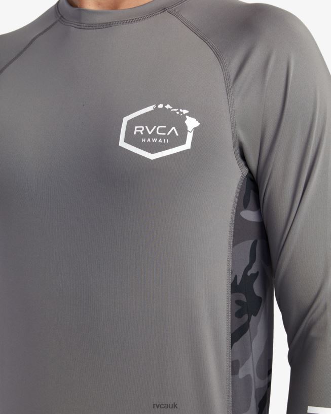 charcoal Island Hex Long Sleeve Rashguard Unisex L888X609 RVCA Clothing