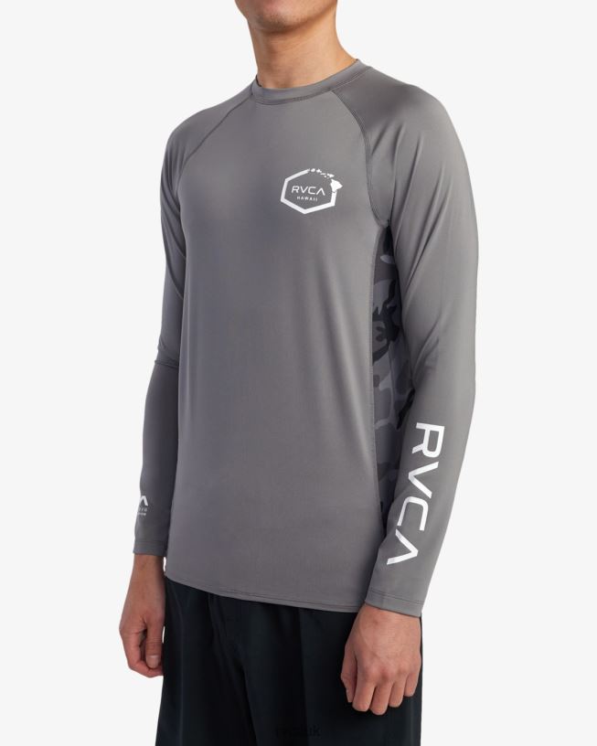 charcoal Island Hex Long Sleeve Rashguard Unisex L888X609 RVCA Clothing