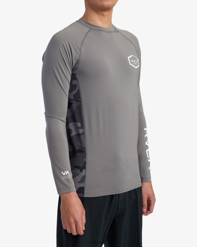 charcoal Island Hex Long Sleeve Rashguard Unisex L888X609 RVCA Clothing