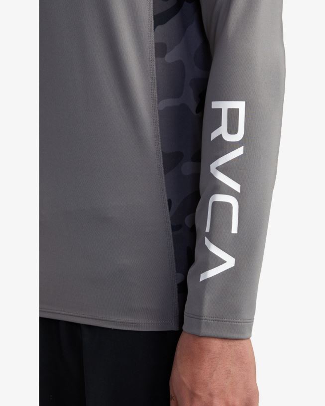 charcoal Island Hex Long Sleeve Rashguard Unisex L888X609 RVCA Clothing
