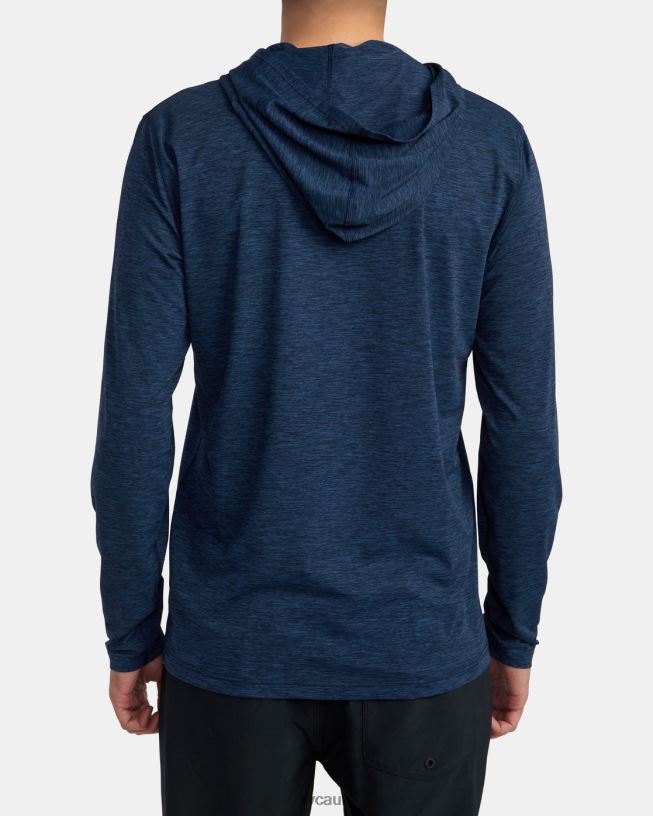 navy heather Surf Print Rashguard Hoodie Unisex L888X590 RVCA Clothing