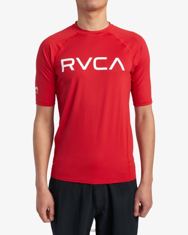 red Short Sleeve Rashguard Unisex L888X618 RVCA Clothing