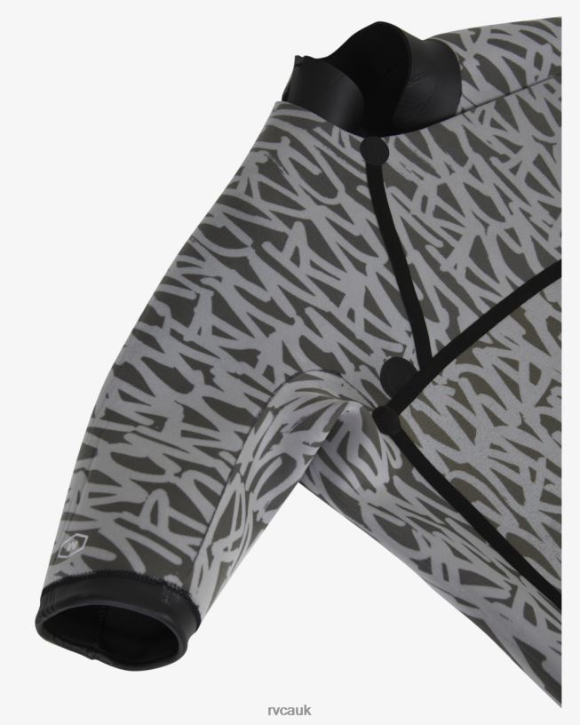 black 2/2 Balance Chest Zip Short Sleeve Fullsuit Unisex L888X635 RVCA Clothing