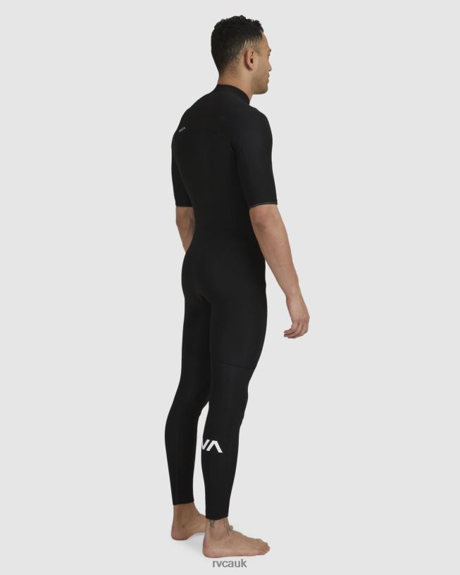 black 2/2 Balance Chest Zip Short Sleeve Fullsuit Unisex L888X635 RVCA Clothing