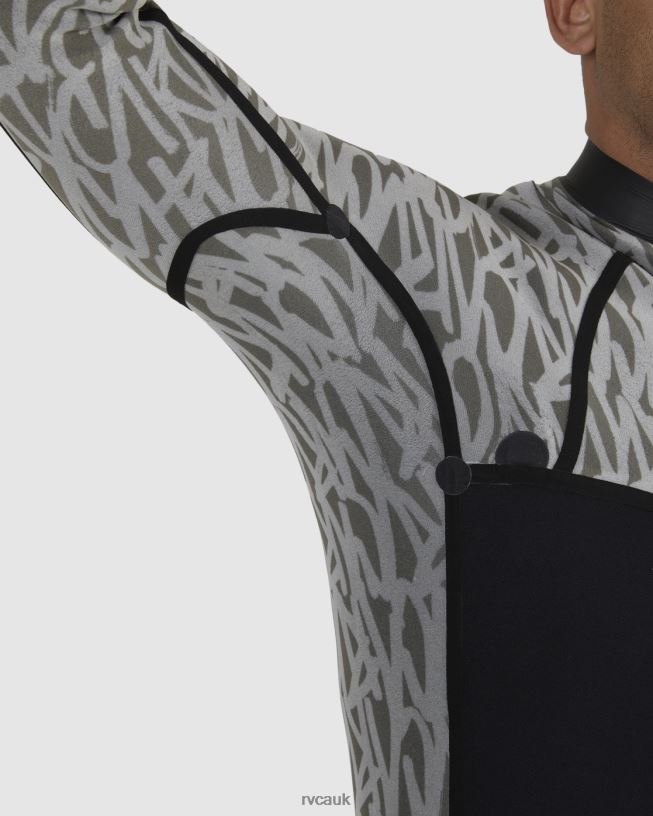 black 3/2 Balance Chest Zip Fullsuit Unisex L888X617 RVCA Clothing