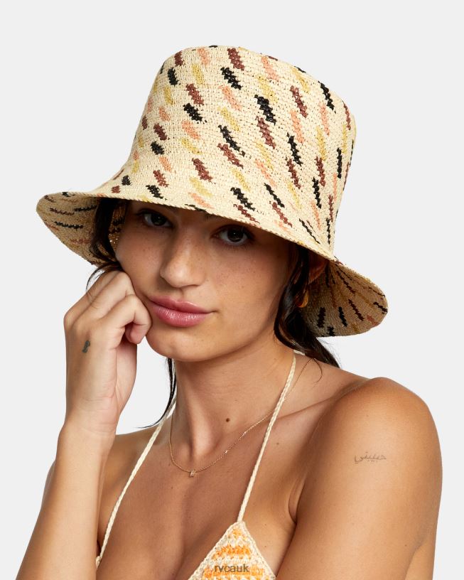 tan Greenpacha Rome Straw Hat Women L888X1148 RVCA Accessories