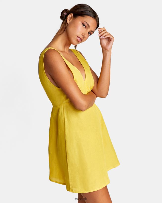 gold Linen Shifty Romper Women L888X1529 RVCA Clothing