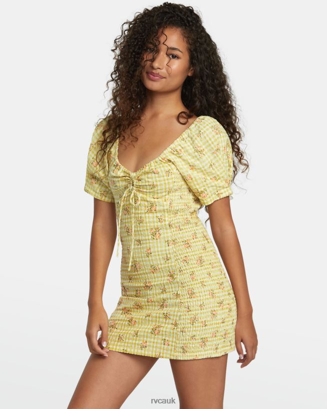 golden Gretel Linen Dress Women L888X1210 RVCA Clothing