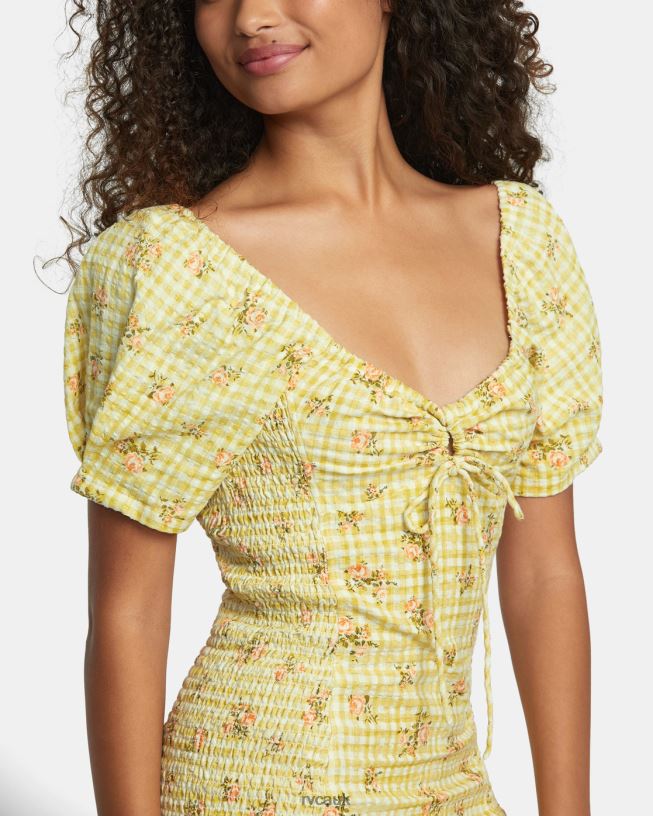 golden Gretel Linen Dress Women L888X1210 RVCA Clothing