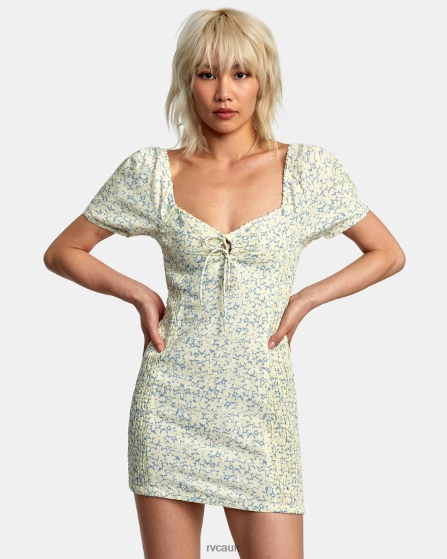 lemon Gretel Linen Dress Women L888X1407 RVCA Clothing