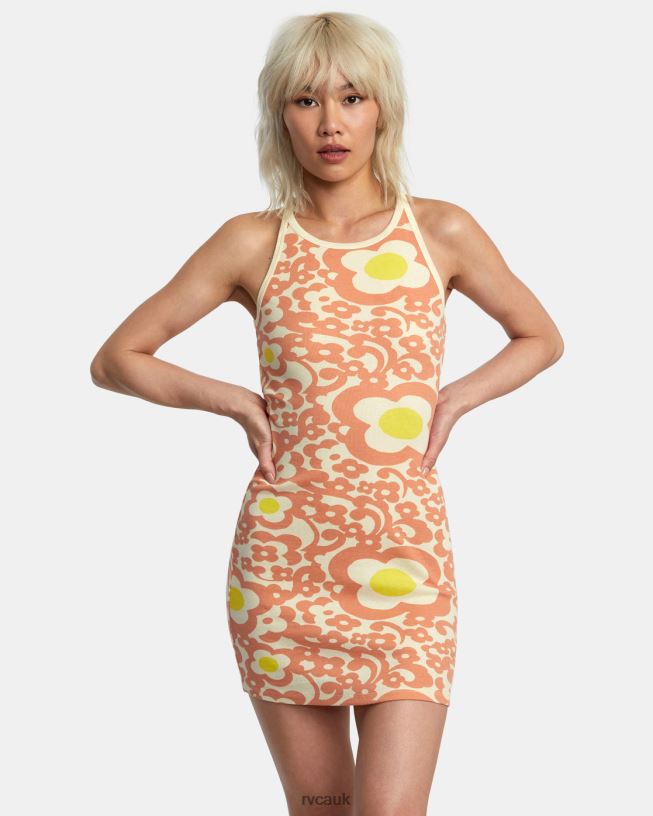 lemon Stunner Rib Knit Dress Women L888X1383 RVCA Clothing